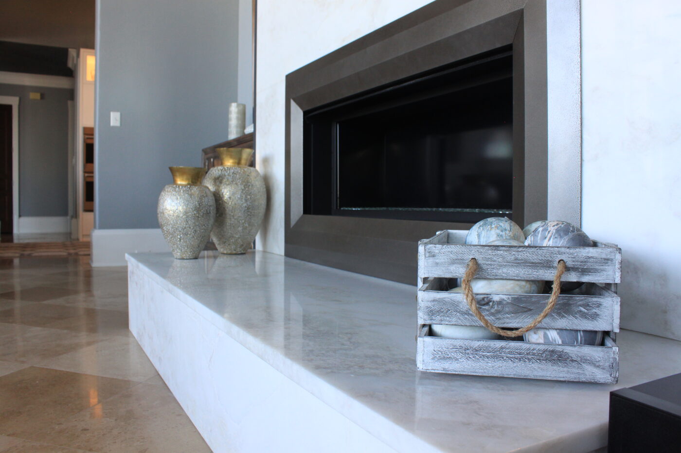 Hearth and firebox surround, close up